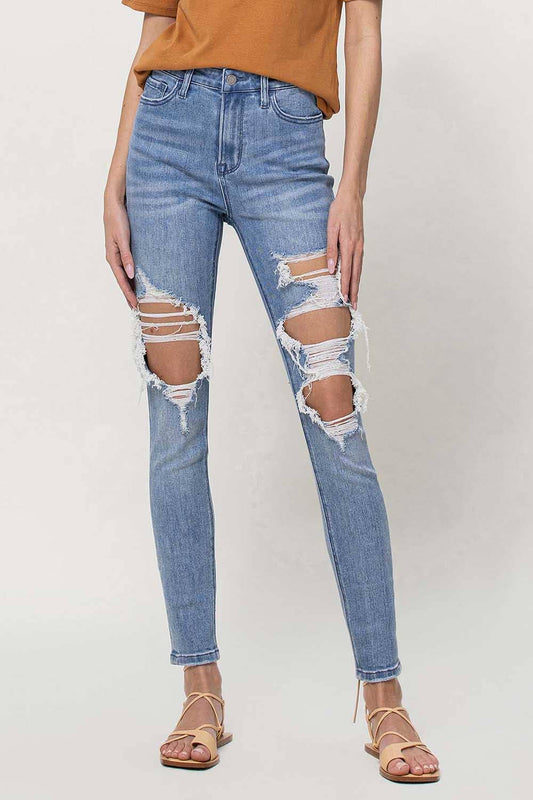 HIGH RISE ANKLE SKINNY JEANS V2784