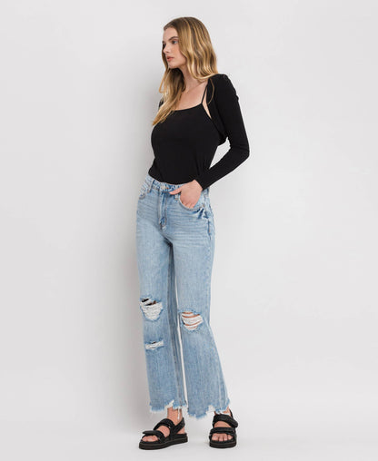 90'S VINTAGE SUPER HIGH RISE FLARE JEANS V3399