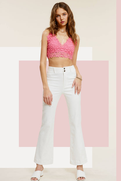 MCP3117-Soft Washed Stretchy High Waisted Wide Flare Pants