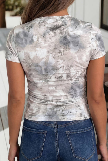 Camo Abstract Woodland Print Slim Fitted T Shirt (S-XL)
