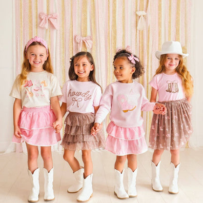 Howdy Darling Western Short Sleeve Tutu Dress -Kids Clothing