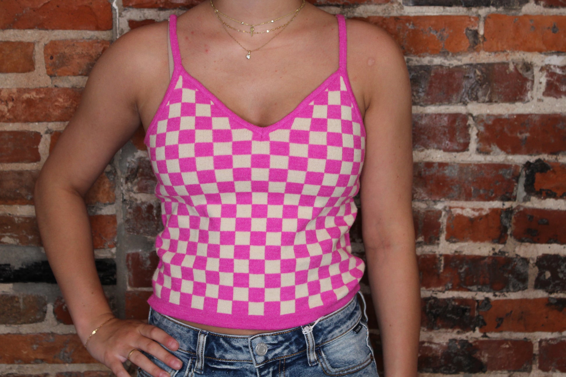 Kori Magenta Check Tank image 0