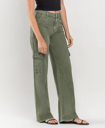 HIGH RISE UTILITY CARGO WIDE JEANS T5823TY