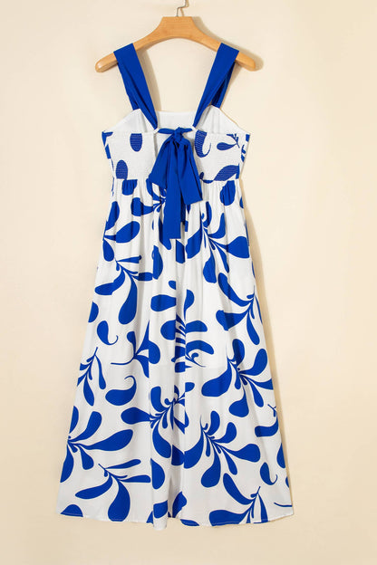 Floral Print Crisscross Tie Back Sleeveless Dress (S-XL)