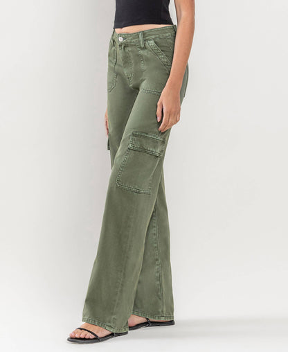 HIGH RISE UTILITY CARGO WIDE JEANS T5823TY