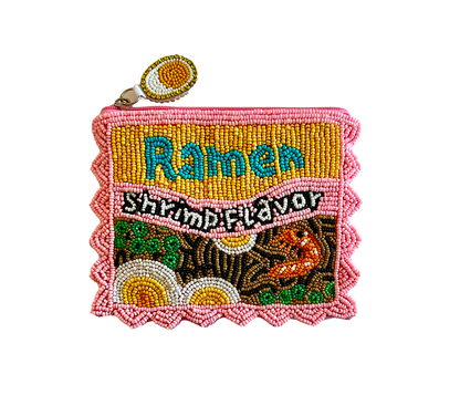 Ramen Coin Purse, Shrimp Ramen Beaded Bag Lily Posh