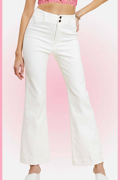 MCP3117-Soft Washed Stretchy High Waisted Wide Flare Pants