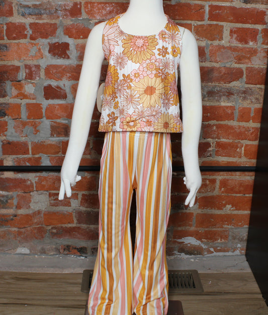 Kids' Flower Top/Stripe Pants image 0
