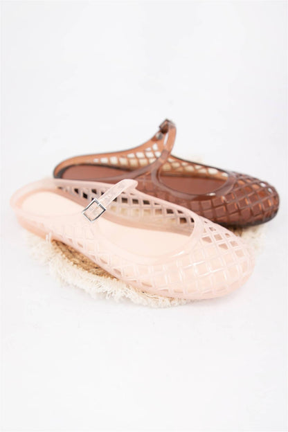 NEMO Jelly Mary Jane Flats Woven Lattice Mesh Shoes