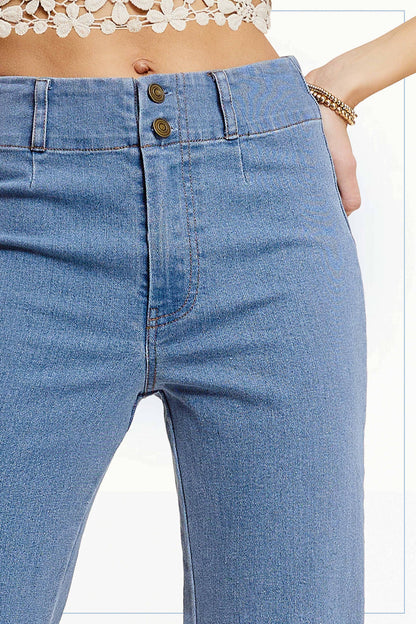 MCP3117-Soft Washed Stretchy High Waisted Wide Flare Pants