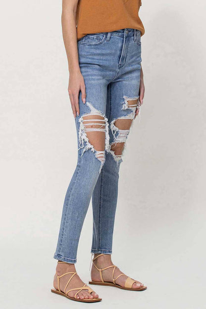 HIGH RISE ANKLE SKINNY JEANS V2784