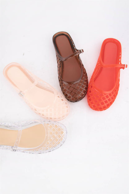 NEMO Jelly Mary Jane Flats Woven Lattice Mesh Shoes