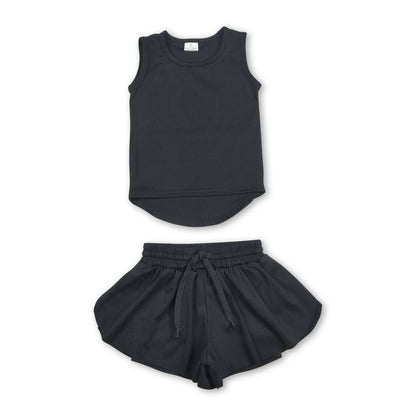 Teal sleeveless top shorts kids girls activewear set