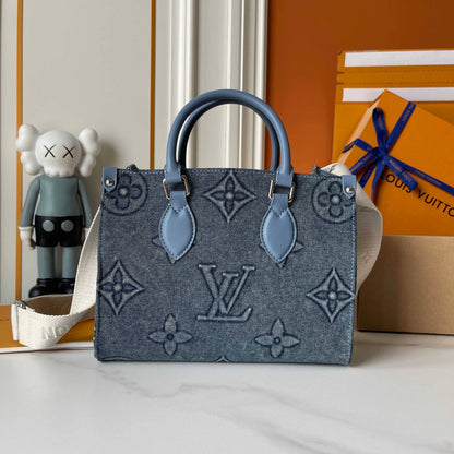 Upcycled Designer Denim Monogram Handbag