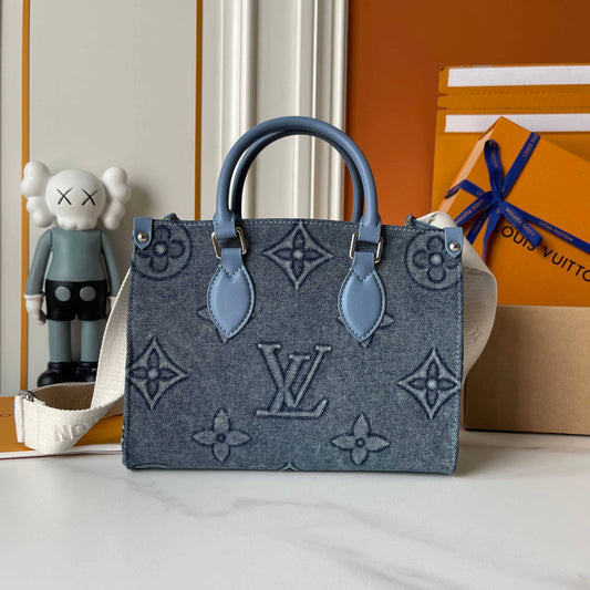 Upcycled Designer Denim Monogram Handbag