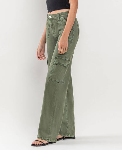 HIGH RISE UTILITY CARGO WIDE JEANS T5823TY