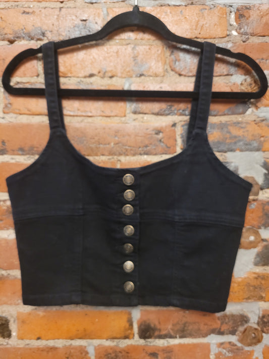 Black Denim Crop Tank